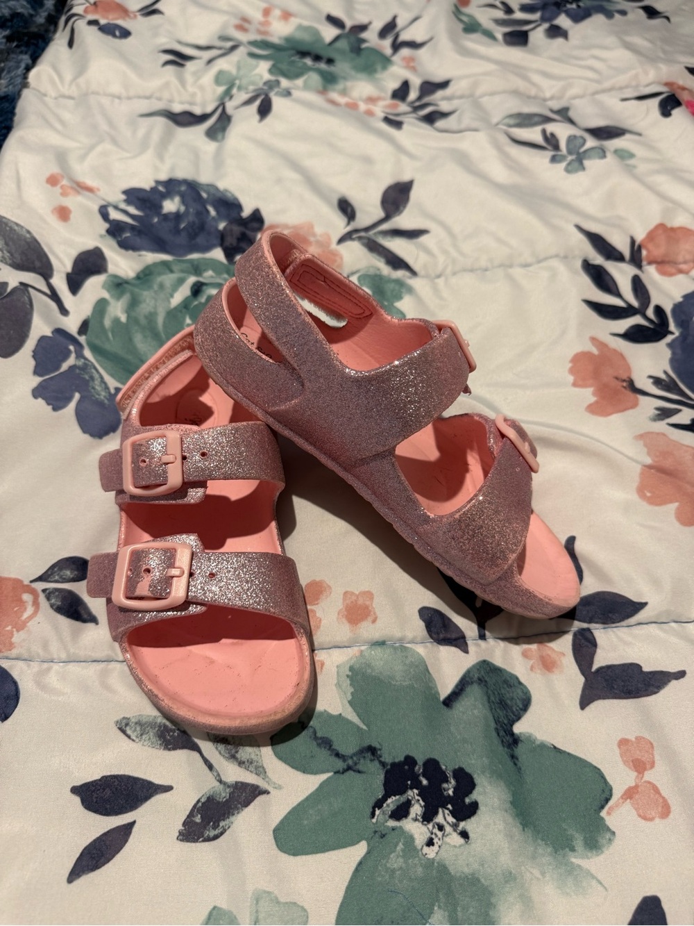 Cat & Jack Pink Glitter Double-Buckle Sandals for Kids